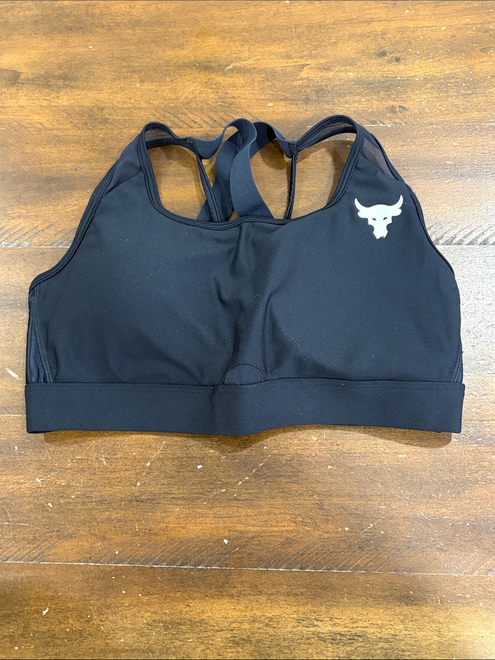 Black Women's Sports Bra Under Armor Iron Paradise Logo - Performance Support